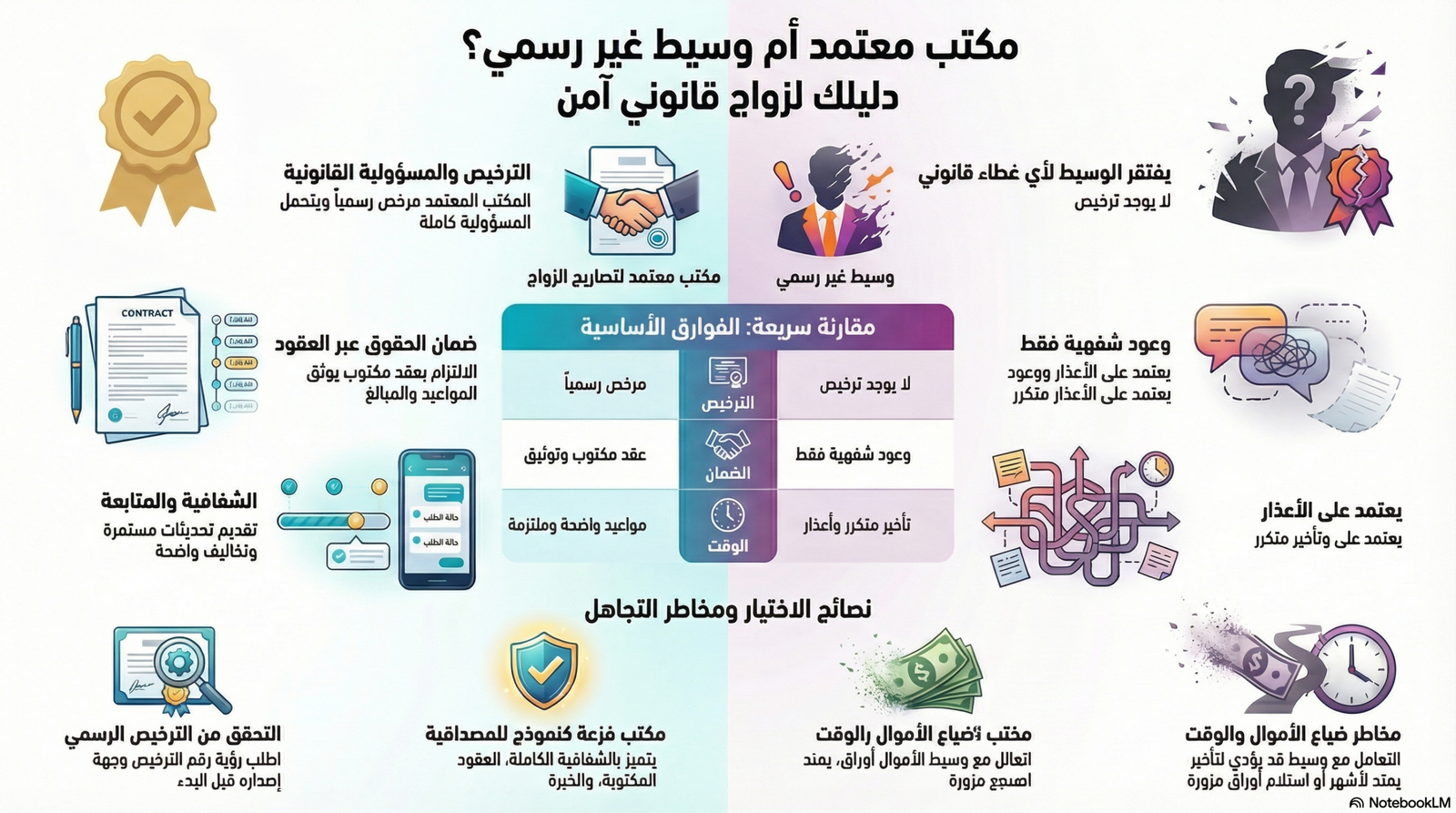 واجهة مكتب تصاريح زواج معتمد مع أوراق رسمية وعقد زواج قانوني.