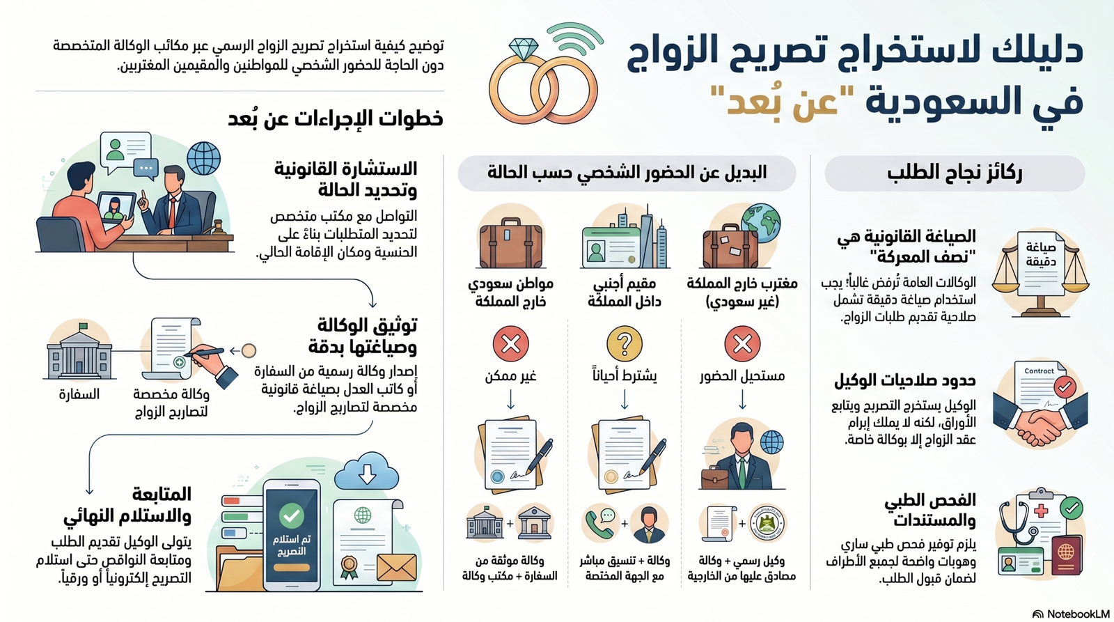 إجراءات استخراج تصريح زواج بالوكالة في السعودية للمغتربين والمقيمين.